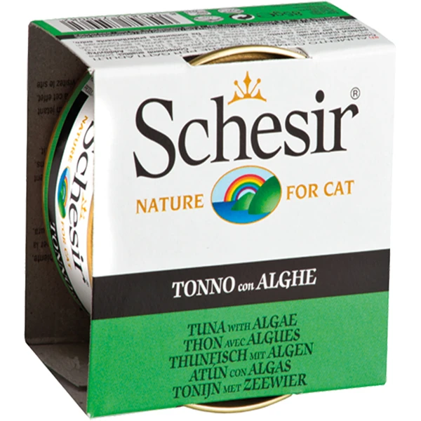 [230-C142] Schesir Ton Balıklı ve Deniz Bitkili Jöleli Konserve Kedi Maması (1 Adet)