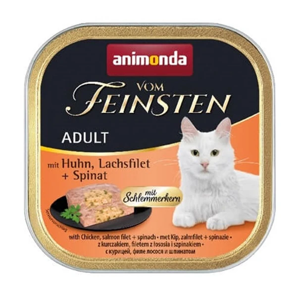 [200-083261] Animonda Vom Feinsten Tavuk Etli Somon Balık ve Ispanaklı Yetişkin Konserve Kedi Maması (1 Adet)
