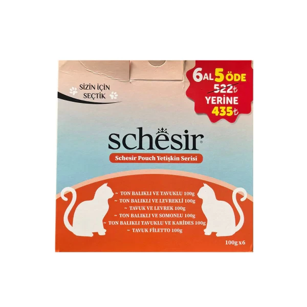 [500-SCHYET100] Schesir Deniz Mahsulleri Serisi Yetişkin Konserve Kedi Maması