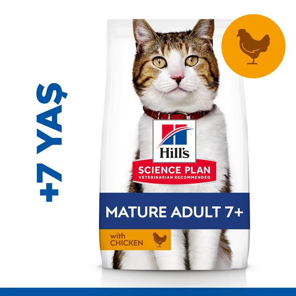 [610-604098] Hills Mature +7 Tavuklu Yaşlı Kedi Maması (3 Kg)