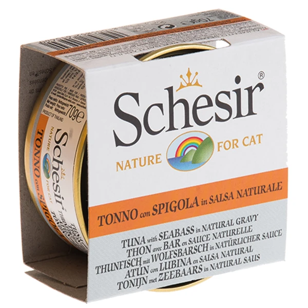 [230-C3004] Schesir Ton Balık ve Levrekli Naturel Konserve Kedi Maması (1 Adet)