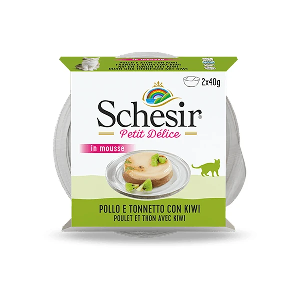 [230-1069015] Schesir Delice Tuna Balıklı Tavuklu ve Kivili Yetişkin Konserve Kedi Maması (1 Adet)