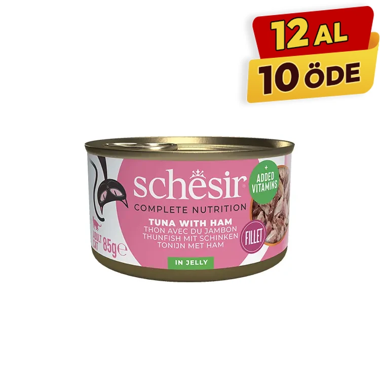 [230-C140] Schesir Ton Balık ve Jambonlu Jöleli Konserve Kedi Maması (1 Adet)