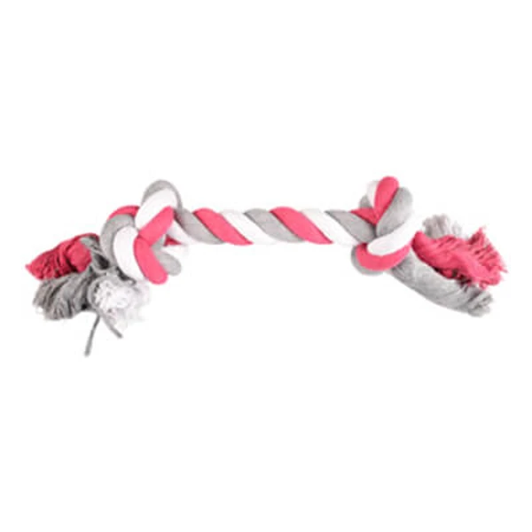Flamingo İki Düğümlü İp Köpek Oyuncağı Pembe/Gri 40 Cm