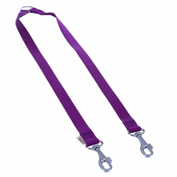 [DCG25MPURPLE] Doggie Dokuma Çift Köpek Gezdirme Tasma Aparatı (Mor, 2.5x70-70 Cm)