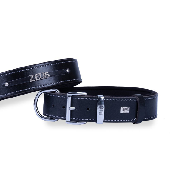 [SBT4014SBLACK] Doggie Konfor Deri İsimlikli Köpek Boyun Tasması Medium Kahverengi 1.5x25-30 Cm (Siyah, Small)