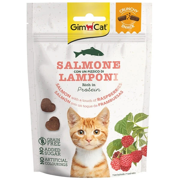 [4002064420745] Gimcat Tahılsız Somon ve Ahududulu Kedi Ödül Bisküvisi (1 Adet)
