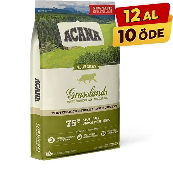 [064992714710] Acana Grasslands Tahılsız Tavuk Ördek ve Sebzeli Yetişkin Kedi Maması (1.8 Kg)