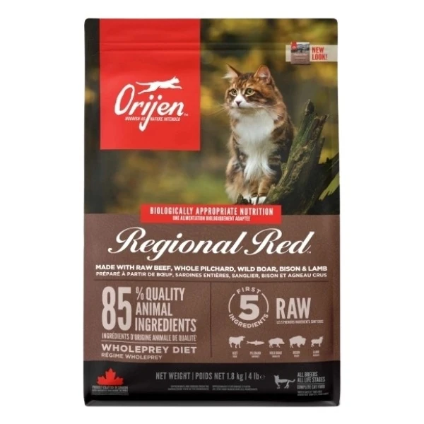 [064992282189] Orijen Regional Red Tahılsız Sığır Etli Yavru Yetişkin Kedi Maması (1.8 Kg)