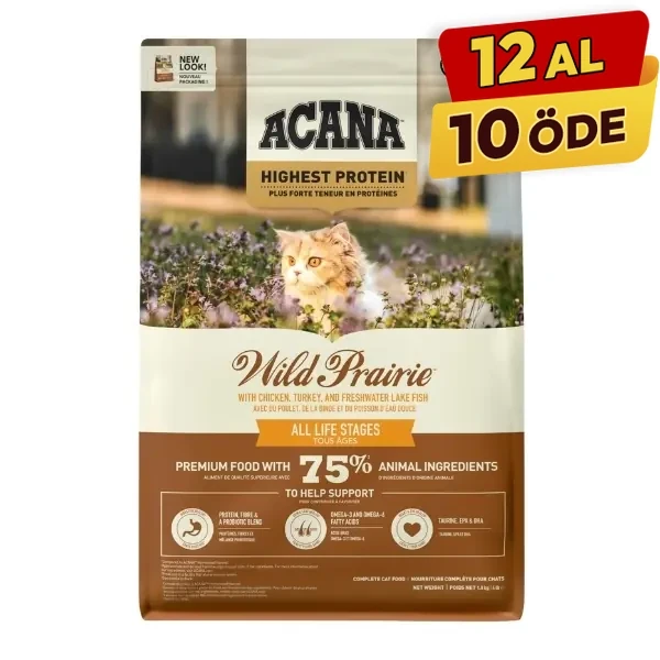 [064992714574] Acana Wild Prairie Tahılsız Tavuklu ve Balıklı Yetişkin Kedi Maması (1.8 Kg)