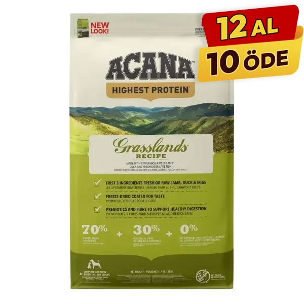 Acana Grasslands Tahılsız Kuzu Etli ve Sebzeli Yetişkin Köpek Maması
