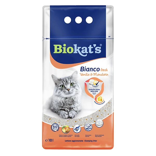[4002064617381] Biokats Bianco Fresh Vanilya ve Mandalina Kokulu Topaklanan Doğal Kedi Kumu (1 Adet)
