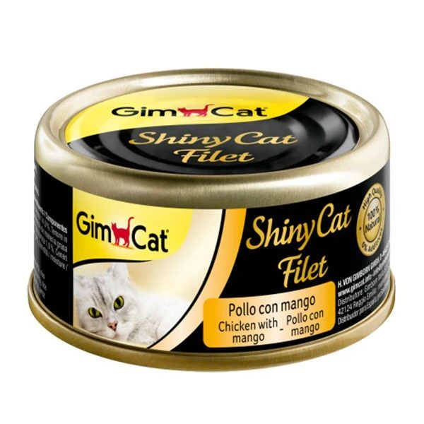 [4002064412979] Gimcat Shinycat Kıyılmış Fileto Öğünlük Tavuklu ve Mangolu Konserve Kedi Maması (1 Adet)