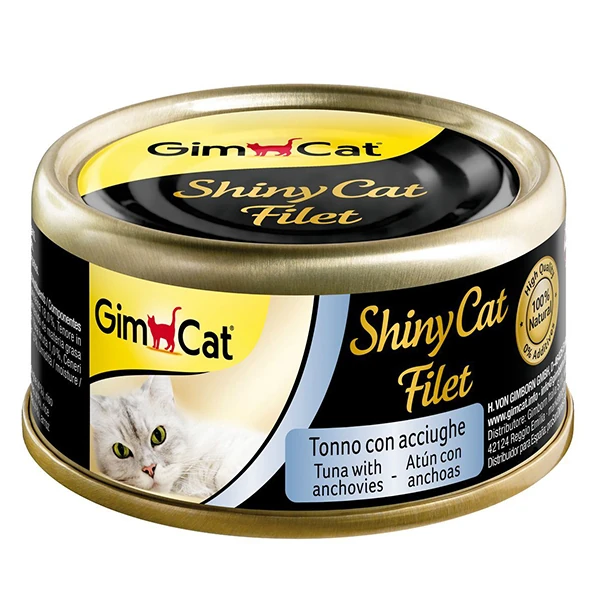 [4002064412924] Gimcat Shinycat Kıyılmış Fileto Tuna Ançuez Yetişkin Konserve Kedi Maması (1 Adet)