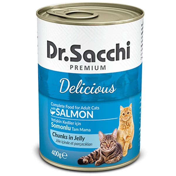 [8690286588570] Dr.Sacchi Somonlu Yetişkin Kedi Konservesi (1 Adet)