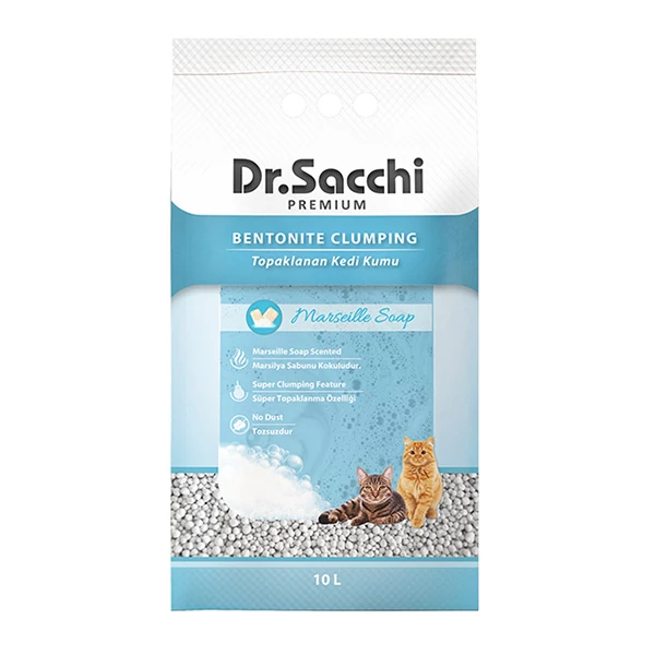 [8690286593772] Dr.Sacchi Süper Emici Marsilya Sabunlu Topaklanan Bentonit Doğal Kedi Kumu (1 Adet)
