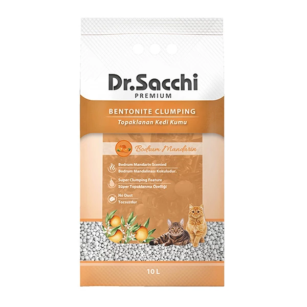 [8690286593802] Dr.Sacchi Süper Emici Bodrum Mandalinalı Topaklanan Bentonit Doğal Kedi Kumu (1 Adet)