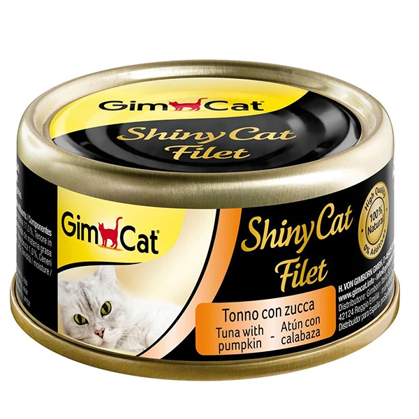 [4002064412917] Gimcat Shinycat Kıyılmış Fileto Tuna ve Kabaklı Yetişkin Konserve Kedi Maması (1 Adet)