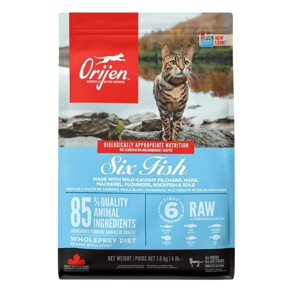 [064992281182] Orijen Six Fish Tahılsız Balık Yavru ve Yetişkin Kedi Maması (1.8 Kg)