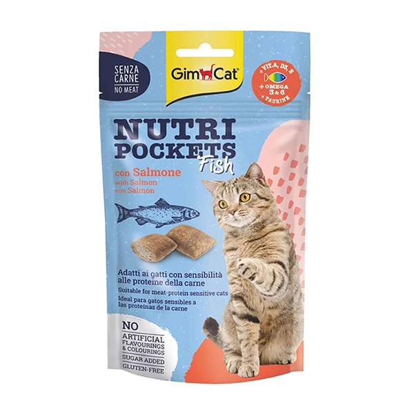 [4002064419435] Gimcat Nutri Pockets Somon Balıklı Kedi Ödül Maması (1 Adet)