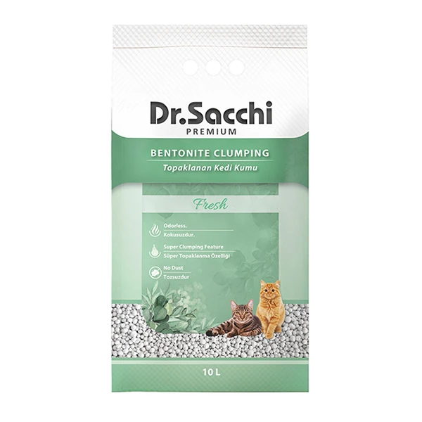 [8690286593789] Dr.Sacchi Süper Emici Fresh Topaklanan Bentonit Doğal Kedi Kumu (1 Adet)