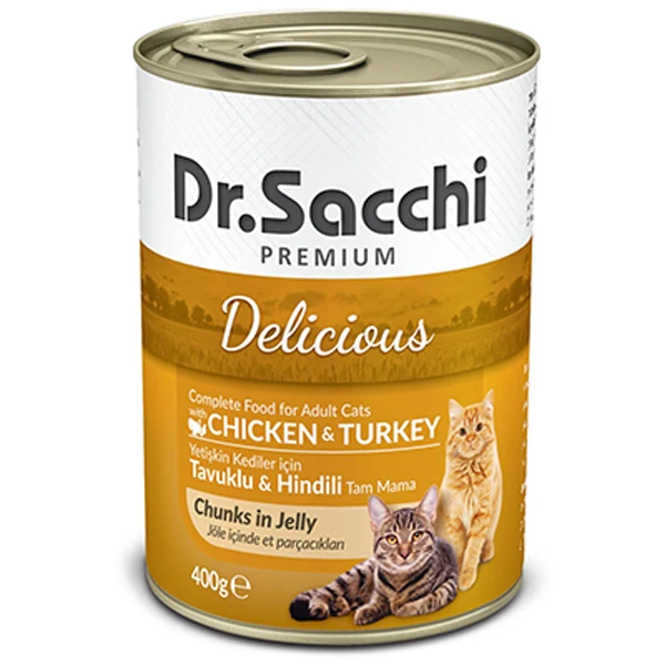 [8690286588549] Dr.Sacchi Tavuk ve Hindili Yetişkin Konserve Kedi Maması (1 Adet)