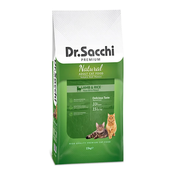 [8690286589935] Dr.Sacchi Premium Natural Kuzulu ve Pirinçli Yetişkin Kedi Maması