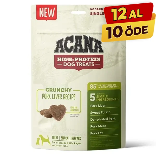 [064992716592] Acana Crunchy Yüksek Proteinli Domuz Etli Yetişkin Köpek Ödül Maması (1 Adet)