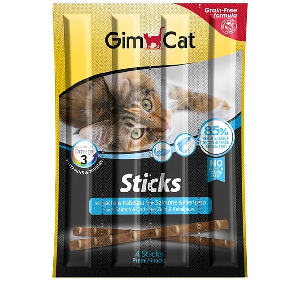 [4002064400174] Gimcat Sticks Somon ve Morina Balıklı Kedi Ödül Çubuğu (1 Adet)