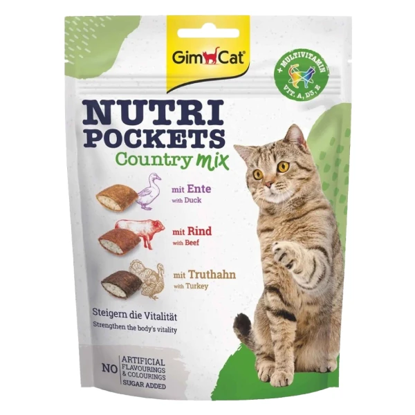 [4002064419183] Gimcat Nutri Pockets Country Mix Multivitaminli Kedi Ödül Maması (1 Adet)