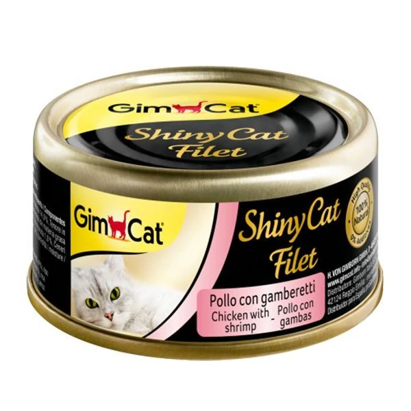 [4002064412962] Gimcat Shinycat Kıyılmış Fileto Öğünlük Tavuklu ve Karidesli Konserve Kedi Maması (1 Adet)