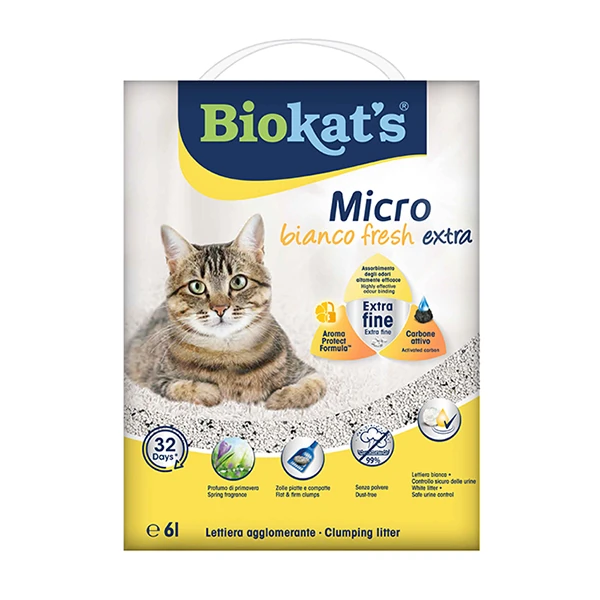 [4002064617411] Biokats Micro Fresh Extra Bahar Kokulu Aktif Karbonlu Topaklanan Doğal Kedi Kumu (1 Adet)