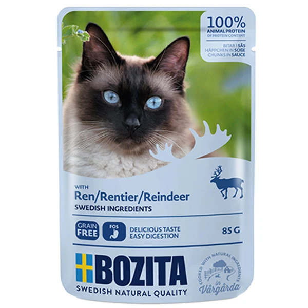 [3611] Bozita Pouch Ren Geyiği Etli Tahılsız Yetişkin Konserve Kedi Maması (1 Adet)