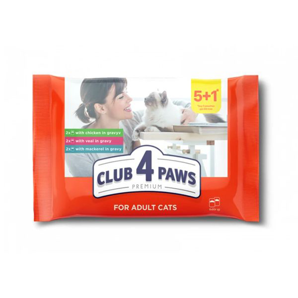 [456-C6428] Club4Paws Dana/Tavuk/Uskumru Pouch Konserve Kedi Maması