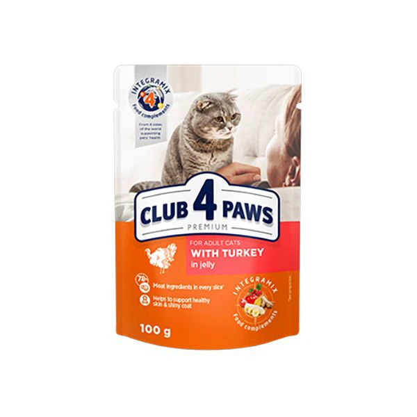 [456-C6425] Club4Paws Premium Hindi Etli Pouch Konserve Kedi Maması (1 Adet)