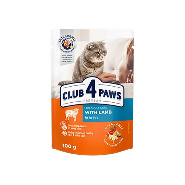 [456-C6427] Club4Paws Premium Kuzu Etli Pouch Konserve Kedi Maması (1 Adet)