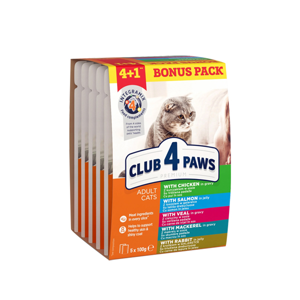 [456-C6087] Club4Paws Karışık Pouch Konserve Kedi Maması 6x100 Gr (5 Adet)