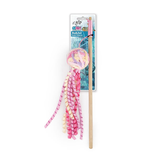 [680-2915] Afp Knotty Habit Yumak Saçaklı Top Kedi Olta Oyuncağı (Pembe)