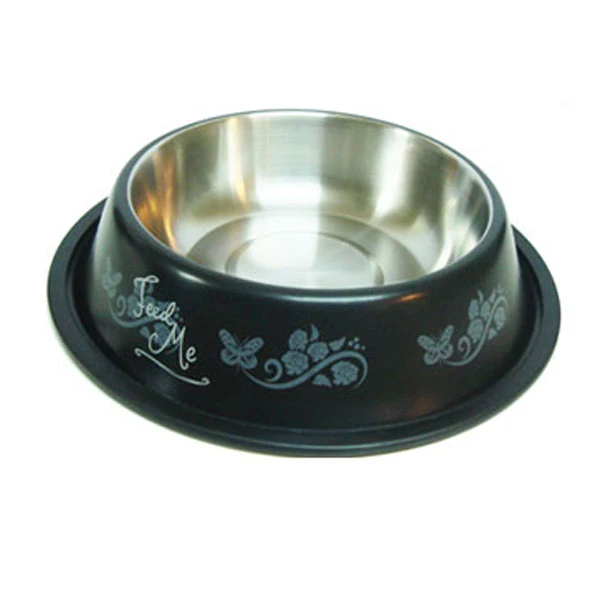 [795-24173] Ankur Çelik Renkli Figürlü Kedi ve Köpek Mama Kabı (25 Cm)