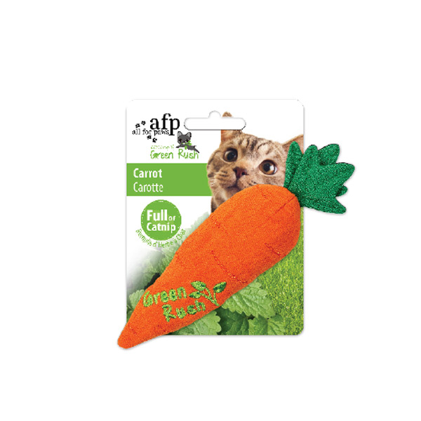[680-2415] Afp Green Rush Kedi Otlu Havuç Peluş Kedi Oyuncağı (Turuncu/Yeşil)