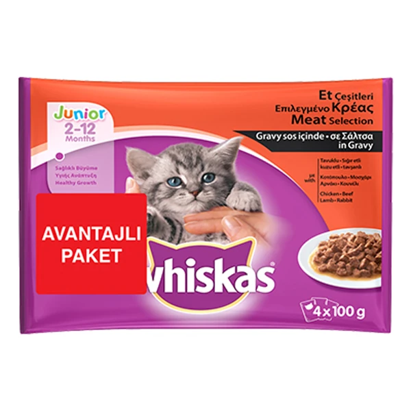 [115882] Whiskas Pouch Multipack Etli Yavru Kedi Konserve Maması (1 Adet)
