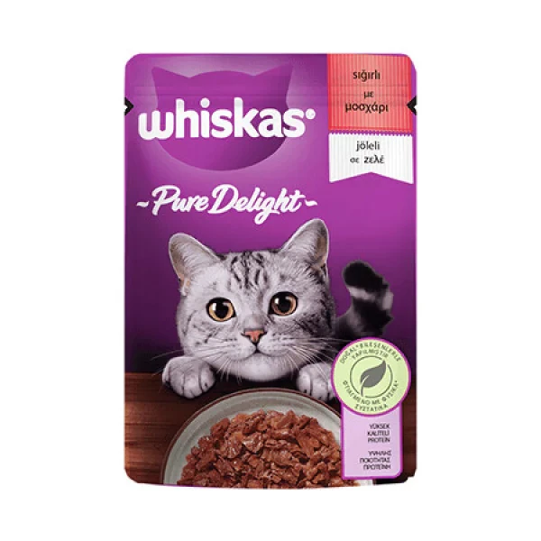 [450200] Whiskas Pouch Pure Delight Jöle İçerisinde Sığır Etli Yetişkin Kedi Konservesi (1 Adet)