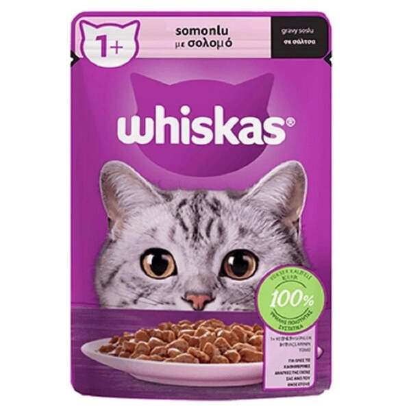 [443938] Whiskas Pouch Sos İçerisinde Somonlu Yetişkin Konserve Kedi Maması (1 Adet)