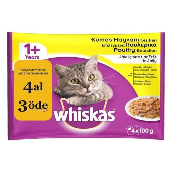 [4770608241049] Whiskas Pouch Multipack Kümes Hayvanlı Yetişkin Konserve Kedi Maması (1 Adet)