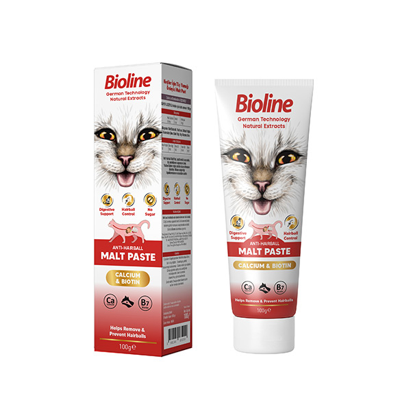 [681-8500] Bioline Anti-Hairball Malt Paste Cat Kediler için Tüy Yumağı Önleyici Malt Macun