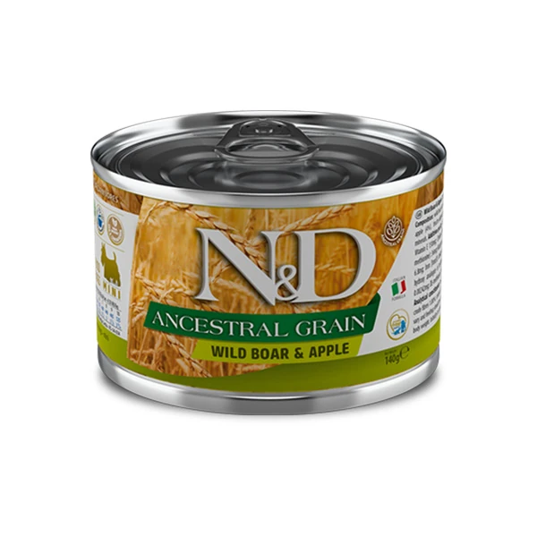 [PND140023] N&D Ancestral Grain Tahılsız Yaban Domuzu ve Elmalı Mini Irk Konserve Yaş Köpek Maması (1 Adet)