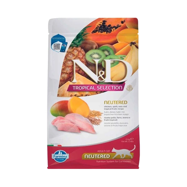 N&D Tropical Selection Sterilised Tavuklu Kısırlaştırılmış Yetişkin Kedi Maması