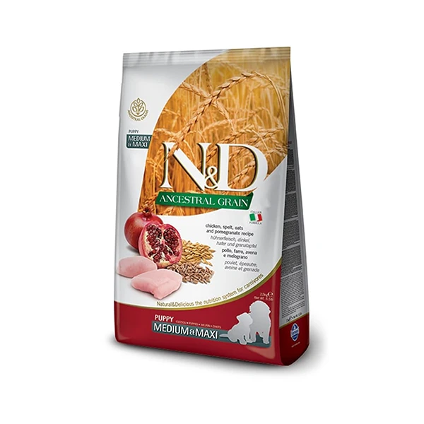 [8010276036179] N&D Düşük Tahıllı Tavuklu Orta ve Büyük Irk Yavru Köpek Maması (2.5 Kg)