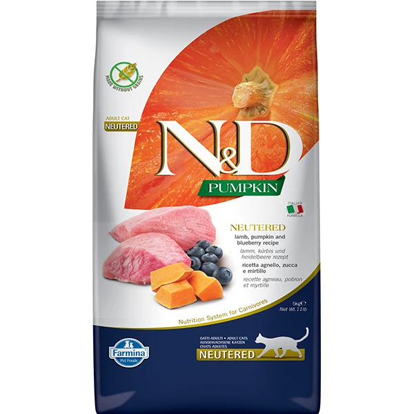 [8010276040244] N&D Pumpkin Kuzu ve Yaban Mersinli Kısırlaştırılmış Kedi Maması (5 Kg)
