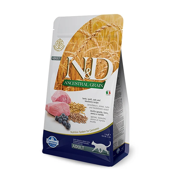 [8010276032768] N&D Düşük Tahıllı Kuzu Etli ve Yaban Mersinli Yetişkin Kedi Maması (5 Kg)